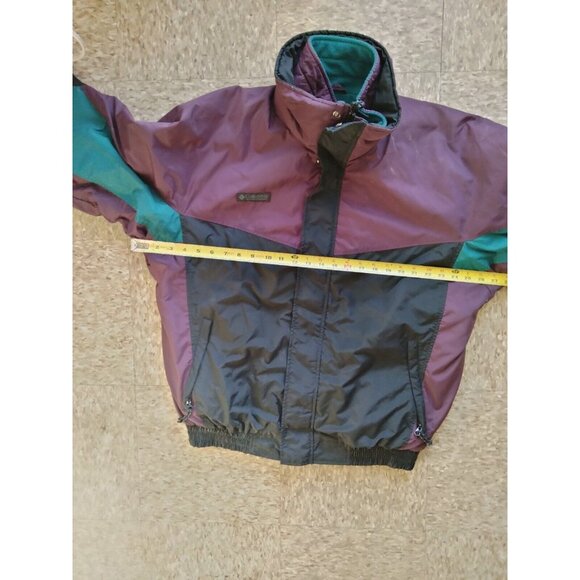 Columbia Coat Men's Large 1990s 2 in 1 Jacket Double Zip radial sleeve fleece - Picture 2 of 12